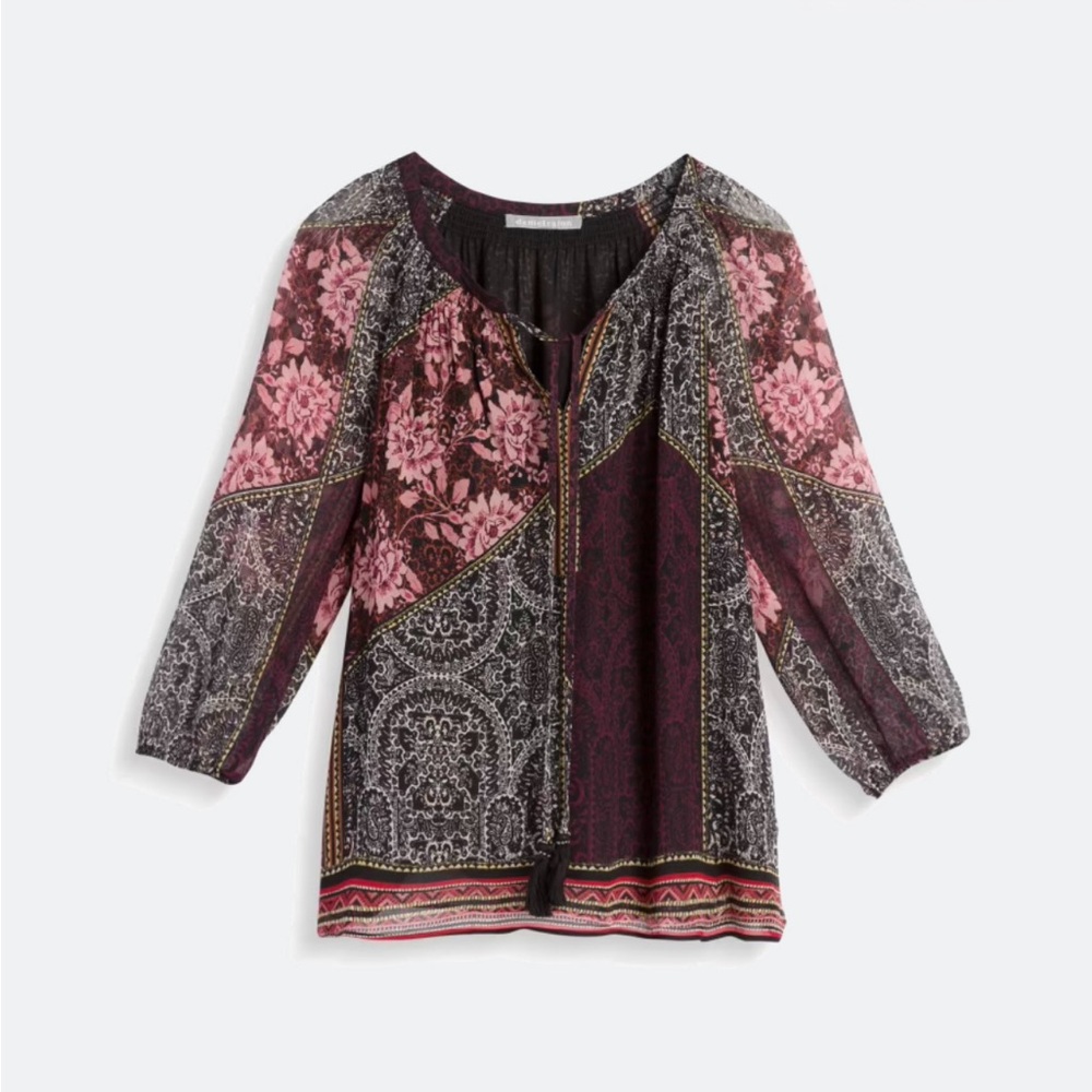 Daniel Rainn Pink and Black Patchwork Blouse